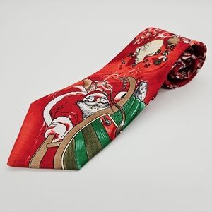 MONSIEUR PIERRE PARIS |  polar bear santa sleigh Holiday Christmas neck tie